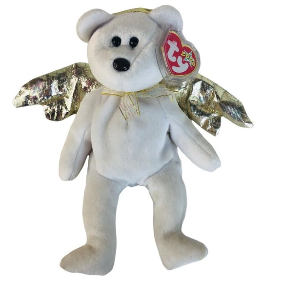 2 TY Beanie Babies Halo and Halo II Bear Angels Plush Bean Bag Stuffed Animal - Picture 5 of 7